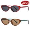 2pcs Fashion New Cat Eye Sunglasses for Women Brand Designer Retro Rivets Brown Sun Glasses Female Shades UV400 Black Eyewear
