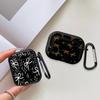 Case For Airpods 1 3 2 Pro2 Pro3 Pro 4 Earphone Cases Cover Black Bow Print
