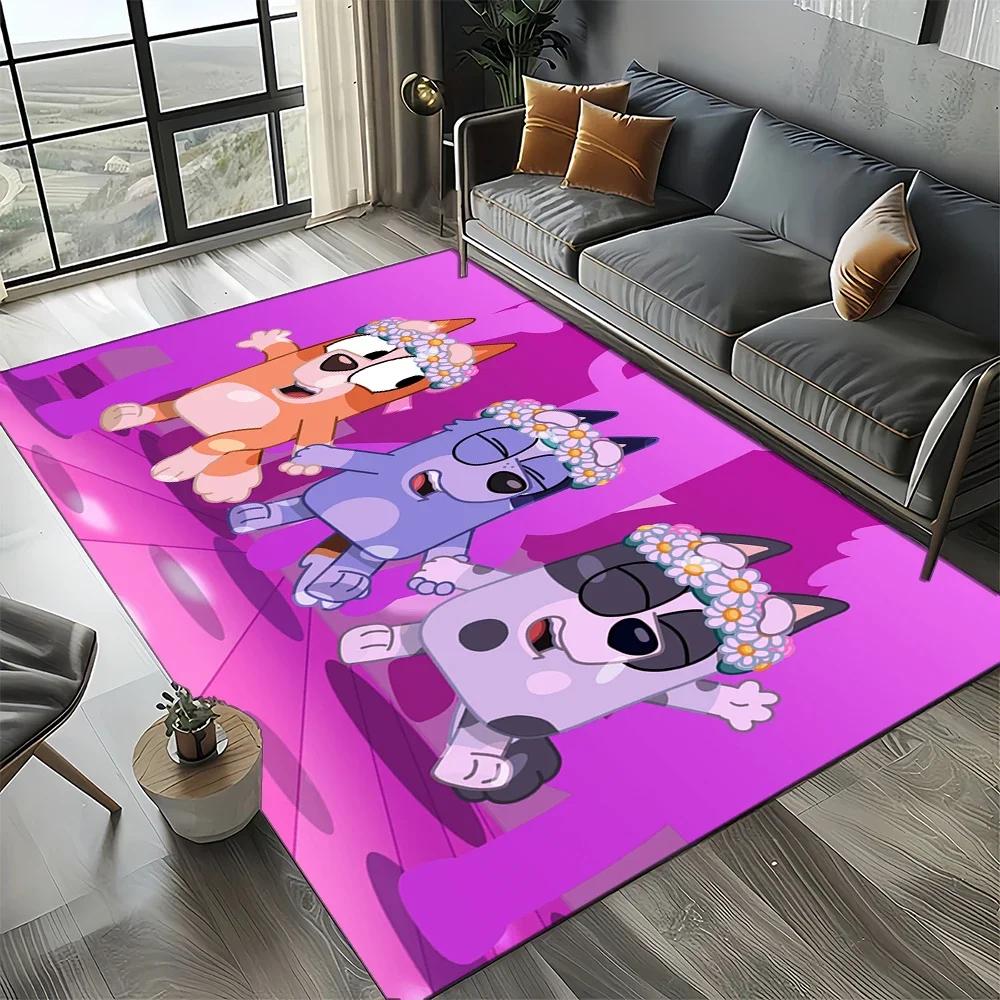 3D Print B-Blueys Family Cartoon Dog Carpet Rug for Living Room Bedroom Home Sofa Decoration,Kid Play Non-slip Floor Mat