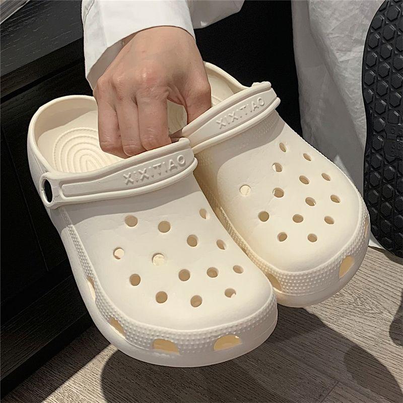 

Тонкие шлепанцы с закрытым носком, ощущение какашки, летние креативные трехмерные мини-шлепанцы для малышей, сделай сам, парная обувь с отверстиями No flower deduction cream White 44-45