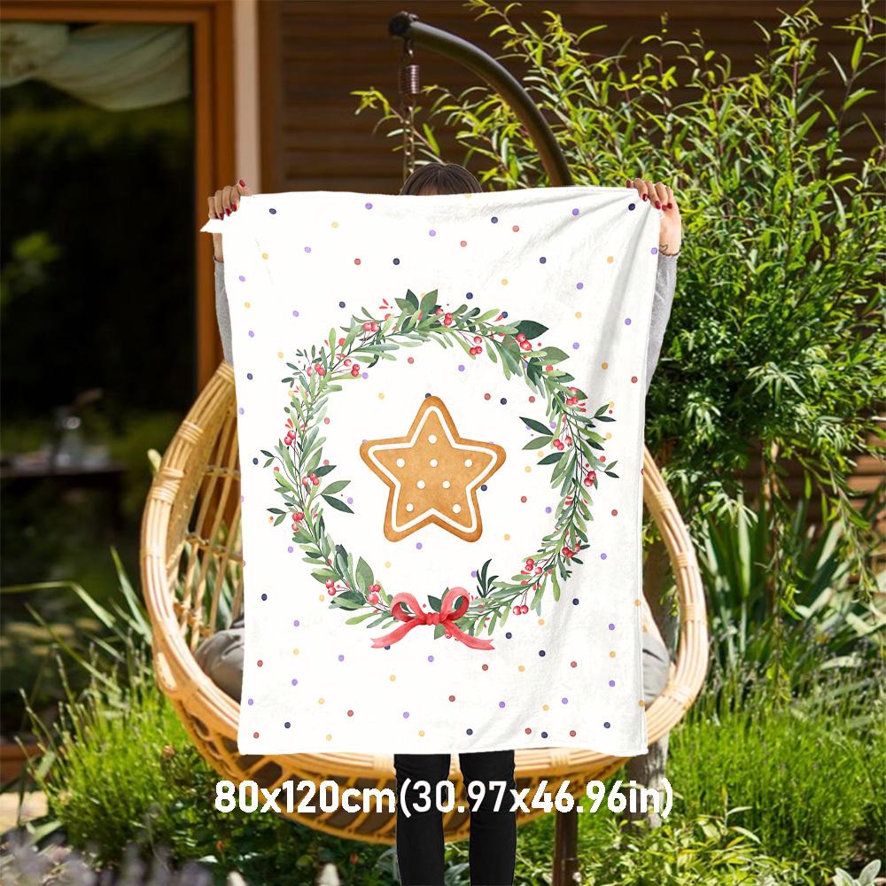 

1pc Christmas star Outdoor Flannel Blanket Soft Warm All-Season Throw for Sofa Bed Car Camping Office, Cozy Gift Idea1149S 80x120cm(31x47inch)