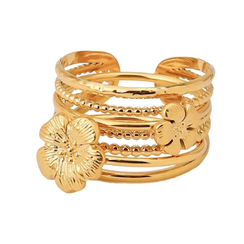 3pcs/Set Elegant 18K Gold Color Adjustable Size Threaded Ring Accessory Stylish Finger Accessories for Fashionistas