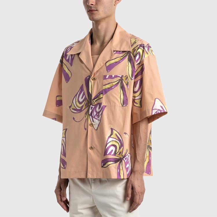 We11done Ss21 Butterfly Watermark Short Sleeve Shirt Unisex Shirts Orange WD-BL0-21-125-U-OR