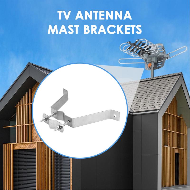 Heavy Duty TV Antenna Mount 2pcs Weatherproof Mounting Hardware Fixing Clip Adjustable Antenna Pole Mounting Bracket tool