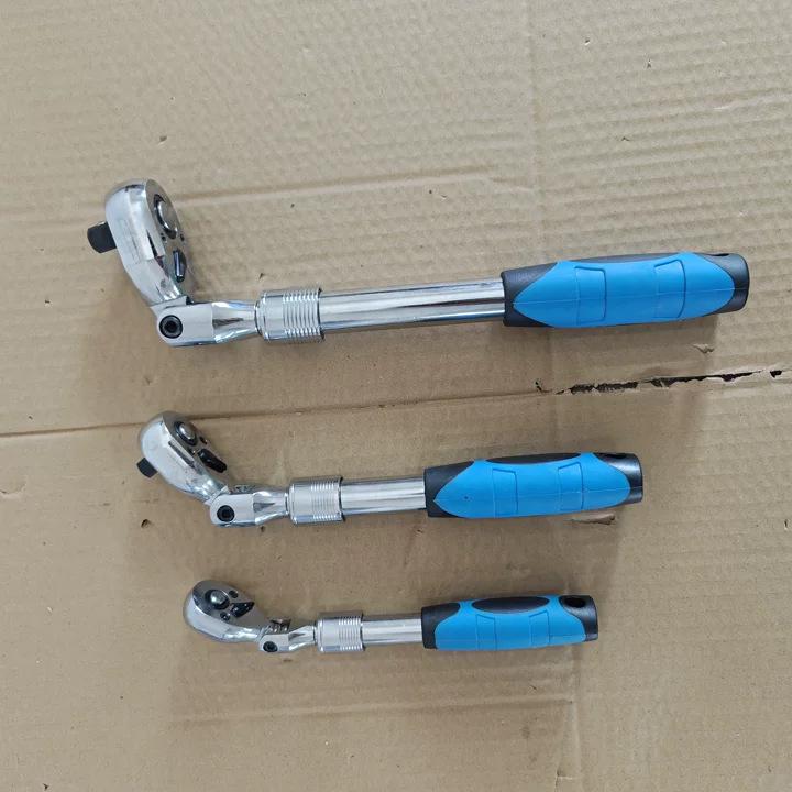 Adjustable Ratchet Wrench Set with Bent Handle & Flexible Head - 1/4", 3/8", 1/2" for Quick Car Repairs
