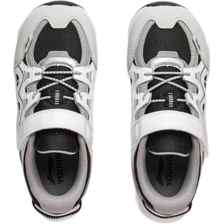 Li Ning Kids Comfortable Fashion Shock Absorption Rebound Low Top Casual Shoes Kids Casual Shoes Black Standard-White YKNV069-1