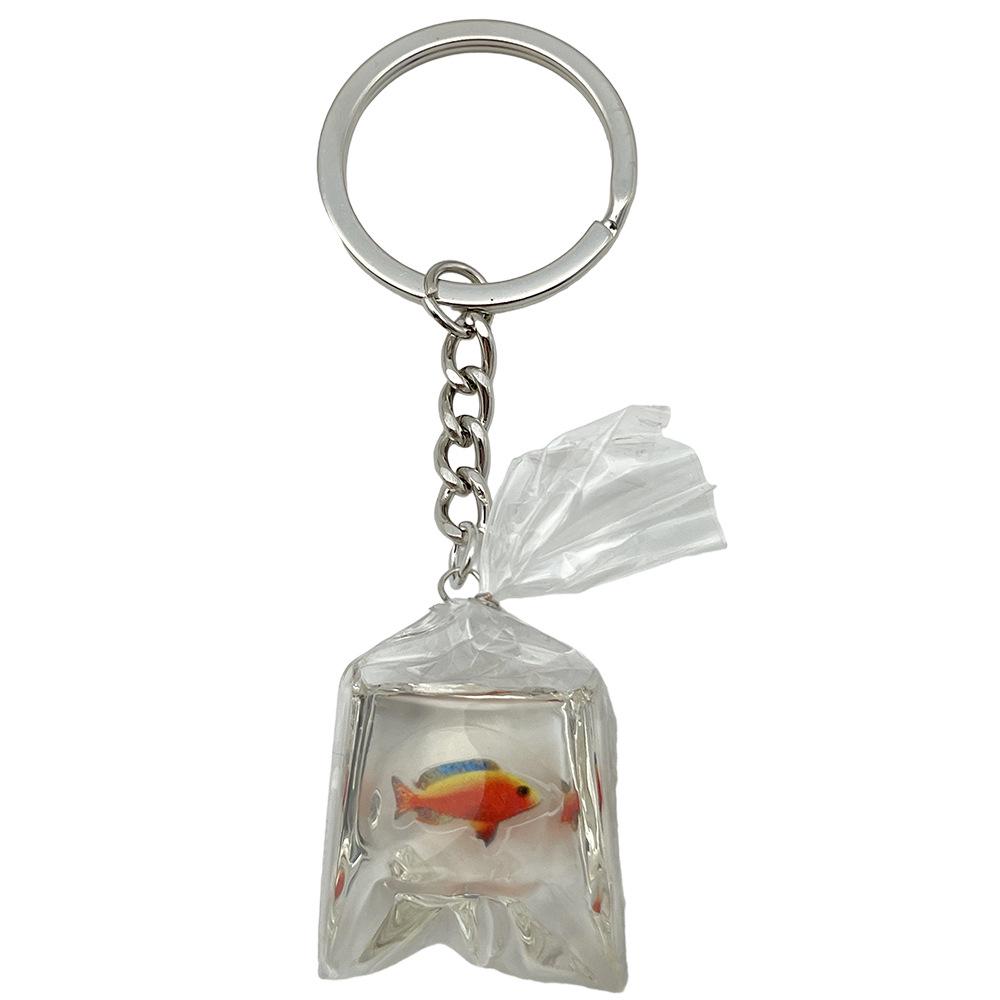 Tropical Fish Resin Keychain - 3D Transparent Goldfish Pendant Decoration