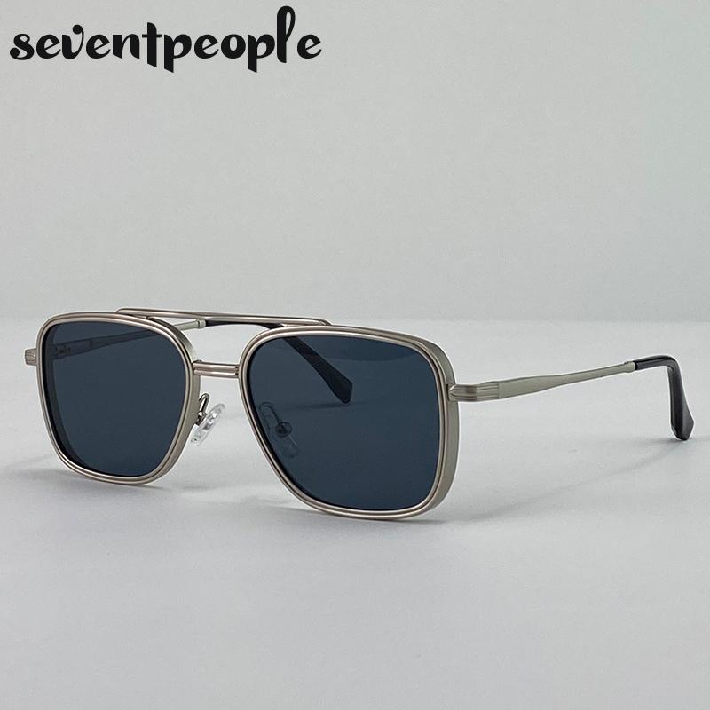 Vintage Steampunk Pilot Square Sunglasses Men Luxury Brand Trendy Metal Frame Driving Sunglass For Male UV400 Punk Shades