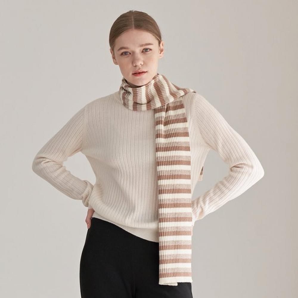 Dal Cashmere Knit Scarf Beige Rib Single option