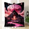 "Timeless Elegance: Large Roman Numeral Wall Clock - Surreal Landscape Design"Blanket Flannel Throw Blanket for Sofa, Bed, Travel, Camping, Office