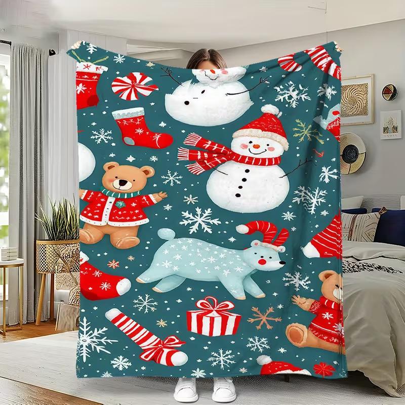 Trending Green Christmas Pattern Blankets & Throws Nordic Tree Style Luxury Blanket for Living Room Bedroom Sofa Winter Use