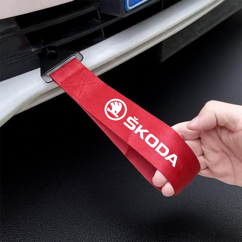 WUM1 Nylon Car Tow Strap Towing Bars Trailer Ropes Hook For SKODA Yeti Karoq Rapid Octavia Fabia 2 A7 A5 Tour RS Superb Kamiq Kodiak