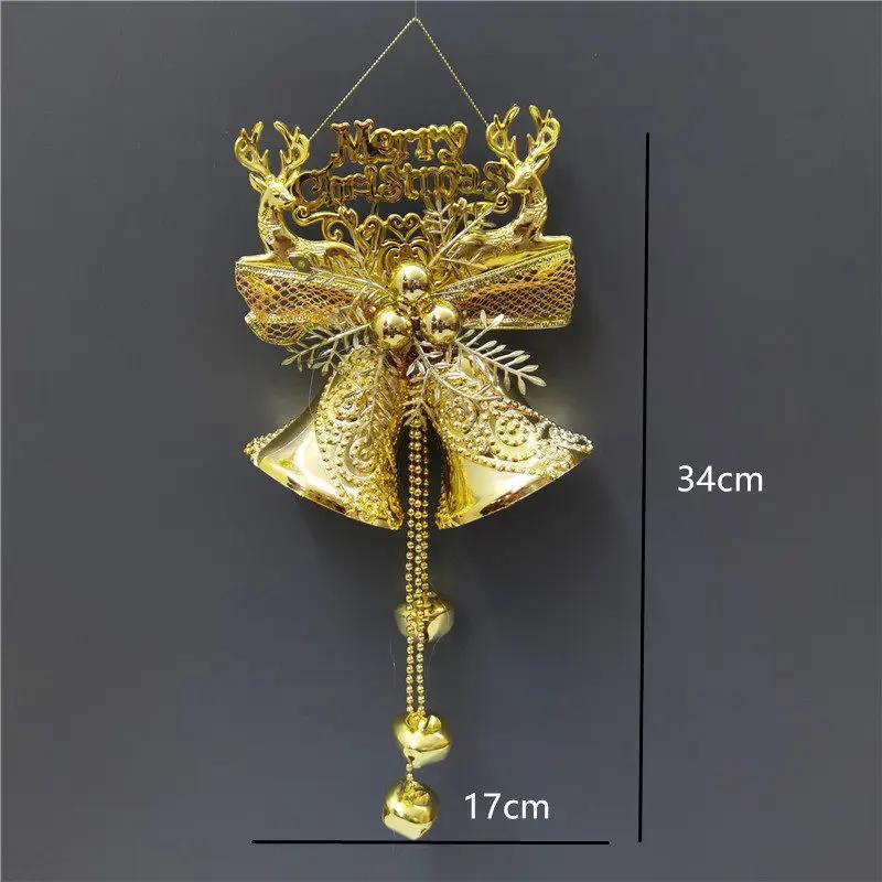 Christmas Lighted Bell Ornaments Hanging Large Jingle Bells Decorations for Tree with Holly Berry for Indoor Outdoor Christma