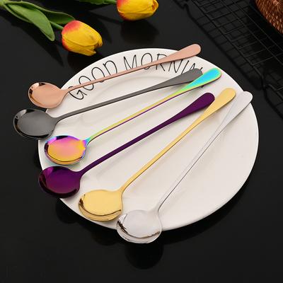 6Pcs Coffee Spoon Ice Cream Tea Stirring Spoon Kitchen Accessories Bar Tools Long Handled Spoons Stainless Steel Tableware Set