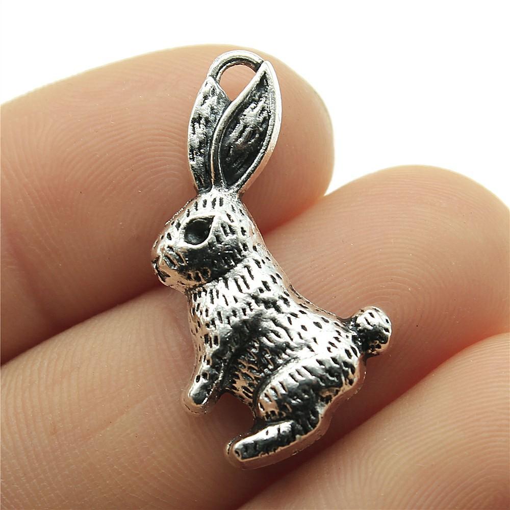 10pcs Clock Rabbit Charms For Jewelry Making Antique Bronze Silver Color Pendants Making DIY Handmade Tibetan Fit Jewelry