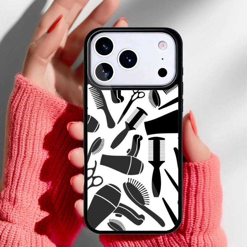 Hair Stylist Scissors Brush switch Novelty Fundas Phone Case for iPhone 17 16 15 14 13 Pro Max Back Cover for 12 11 Pro Coque