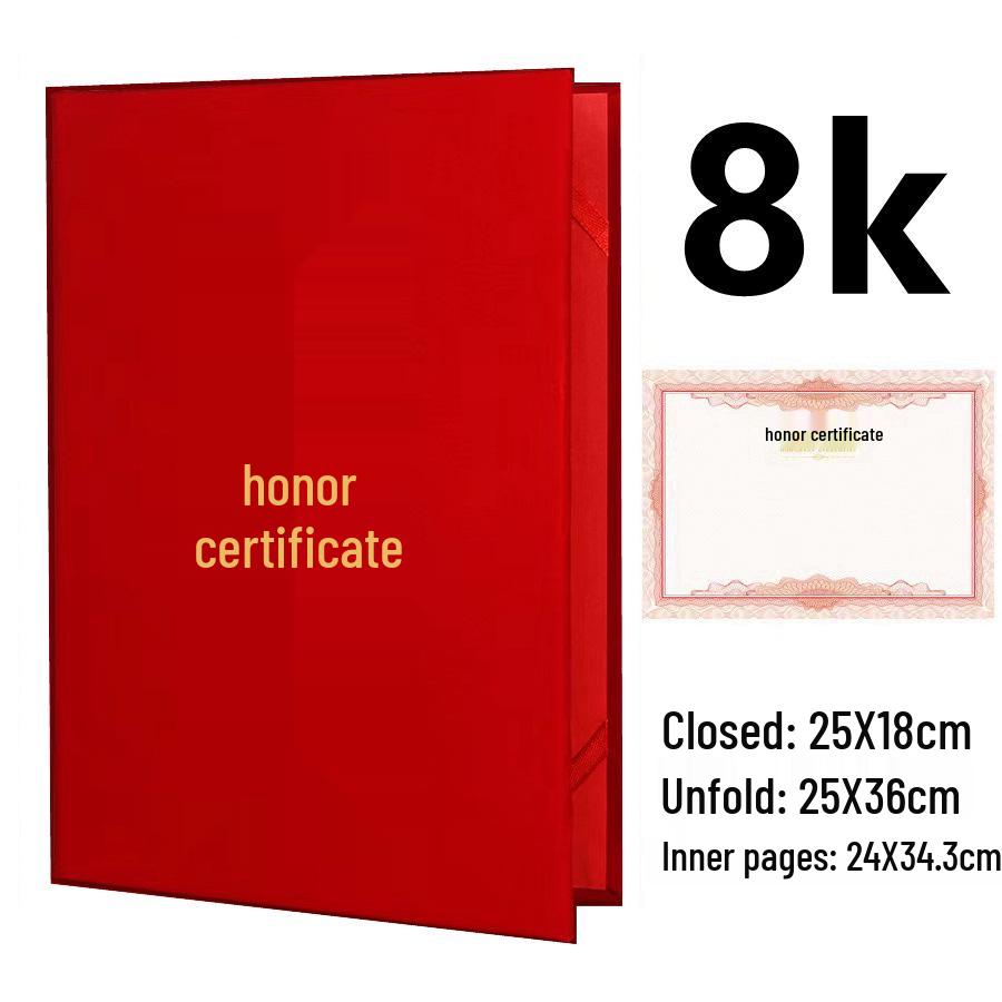 Red Velvet Thickened Honor Certificate with Logo and Foam Hot Stamping