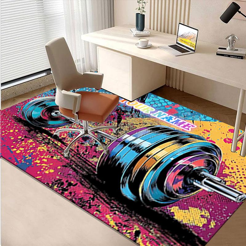 1PC Custom Name "Pop Art Fitness Motivation" Theme Floor Mat Ideal for Living Room, Game Rooms, Office, Bedroom,Floor Mat Playful Design