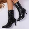 Fashion 2025 Autumn Winter Pointed Toe Women Modern Mid-calf Boots Fashion Soft Leather Short Booties Concise High Heels Shoes
