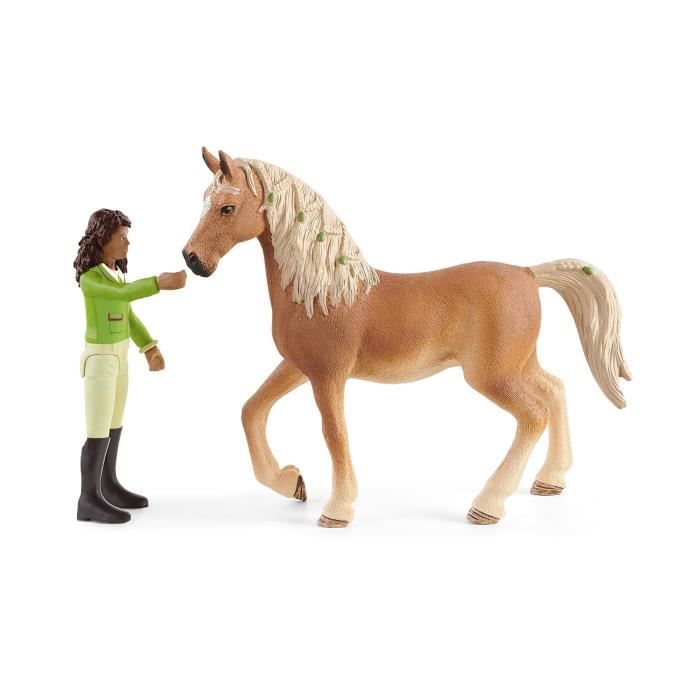 Coffret avec Sarah la Cavalière et son Cheval Mystery - Set avec Selle et Bride Amovibles, Figurine Mobile - Divertissement Plein