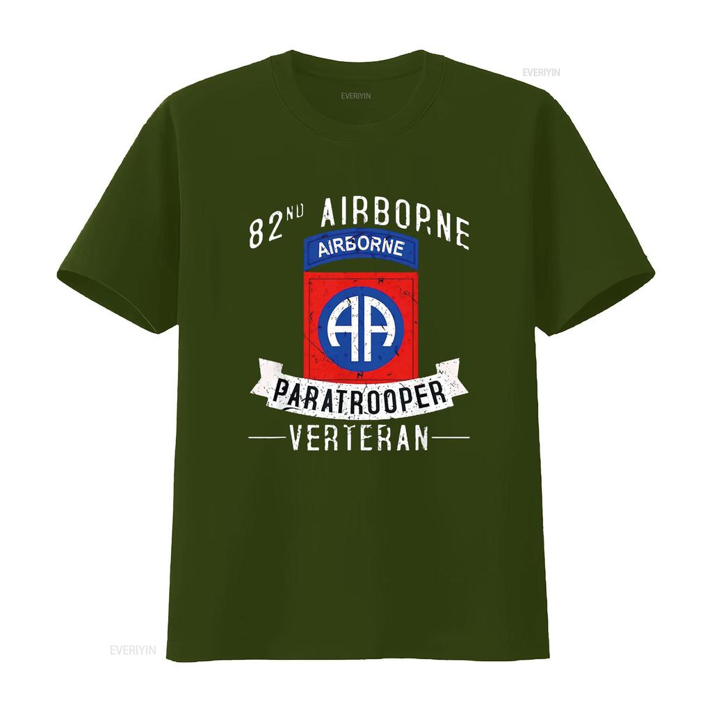 Mens 82nd Airborne Division Paratrooper Army Veteran T Shirt Black Medium vintage Washed Casual homme Stylish Versatile