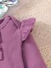 2022 Girls' Long Sleeve Top & Floral Overalls Three-Piece Set - Korean Spring/Autumn Style