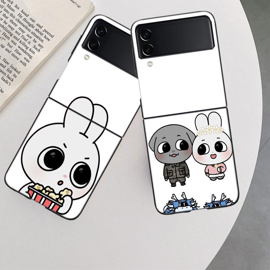 Cute Cartoon K-Kkamang Phone Case For Samsung Z Flip 7 6 5G Galaxy Z Flip 5 4 3 Black Hard Cell Cover Luxury PC Shell Coque