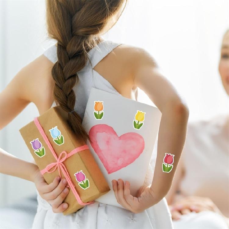 Gift Sticker Tulips Sticker Flowers Sticker Labels Lovely Decorative Sticker Reward Sticker Scrapbook Sticker