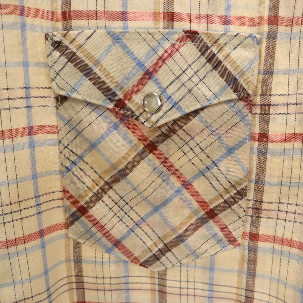 Wrangler 80s vintage Check Pattern Short sleeve Long Tail shirt 16 Gurege Men's Used