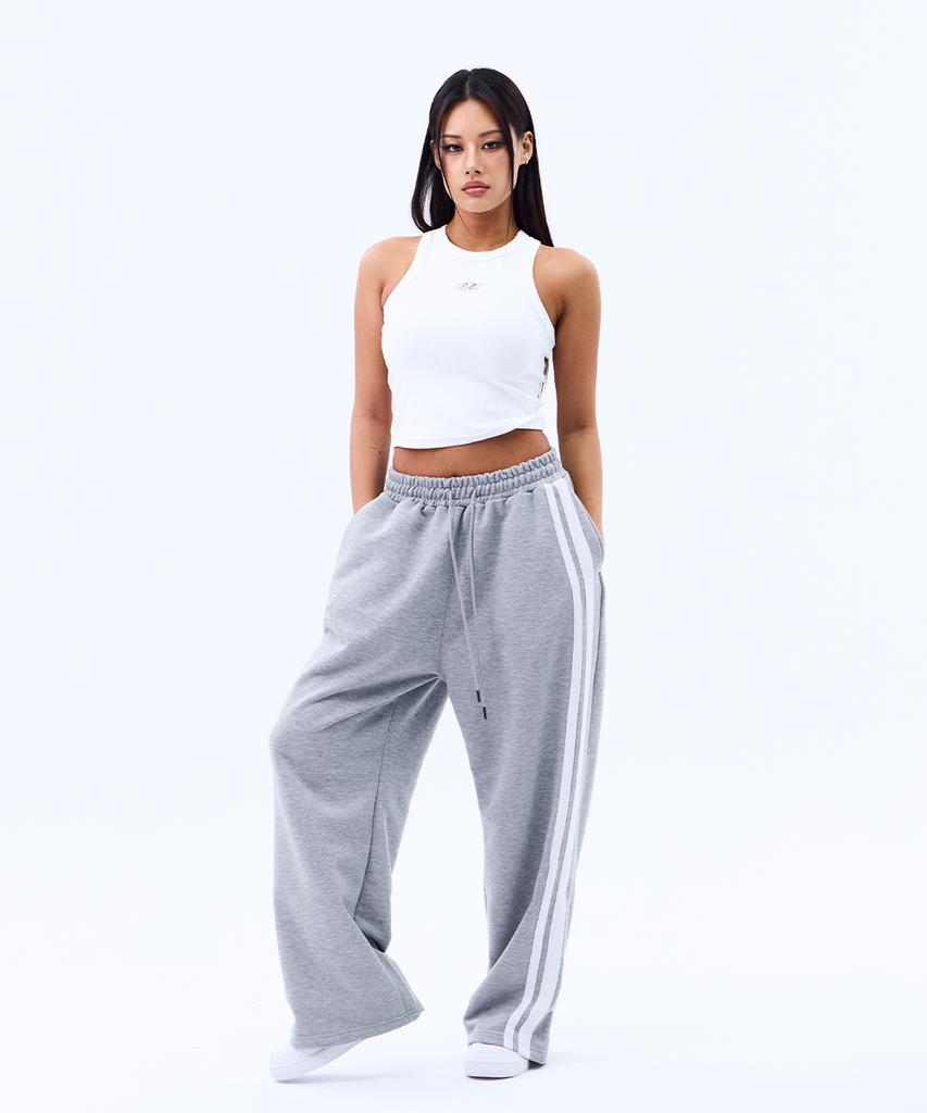 Mihag Ivy League Track Line Wide Pants (Gray)