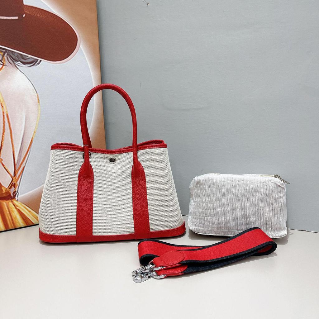 2024 Large Capacity Canvas and Cowhide Tote Bag for Women