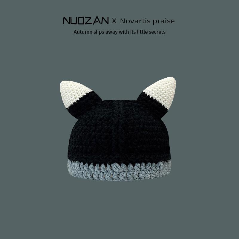 Cute funny handmade hat female autumn and winter cartoon monster Shrek wool hat personalized versatile knitted pullover