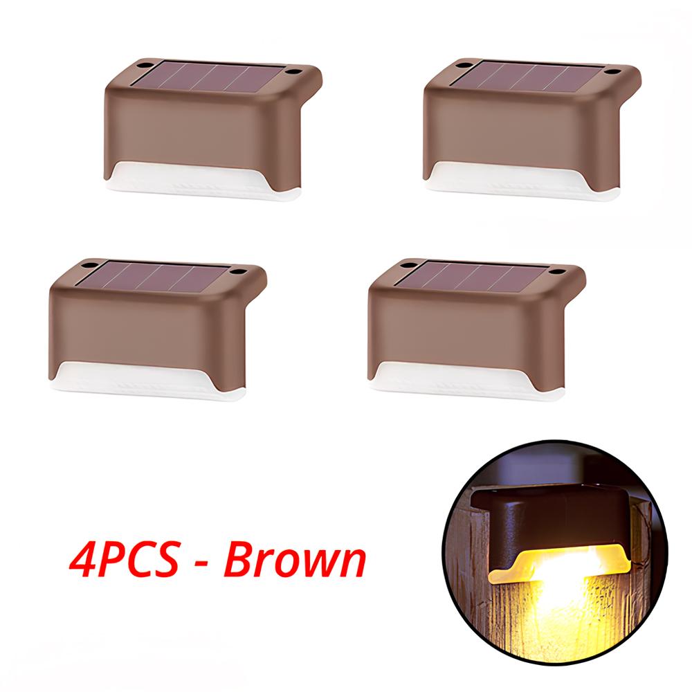 4Pcs Solar LED Stair Wall Lamp Outdoor IP65 Waterproof For Courtyard Yard Patio Steps Fence Garden Pathway Lighting Night Light