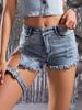 European & American Style High-Waisted Ripped Chain Skinny Jeans/Shorts for Women.