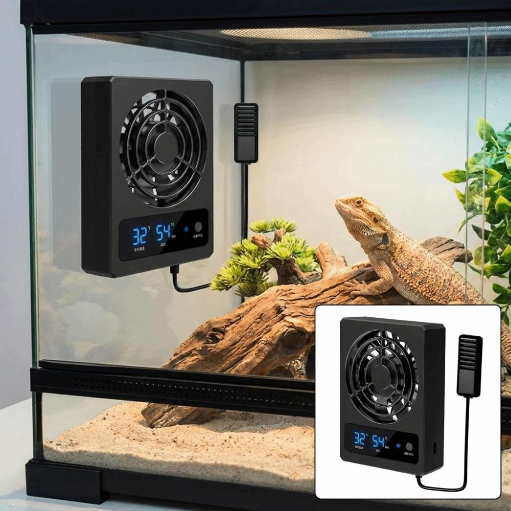 Low Noise Reptile Terrarium Cooling Fan Powerful Airflow Quiet Intelligent Ventilation Fan Cooling Ventilation Plastic Casing