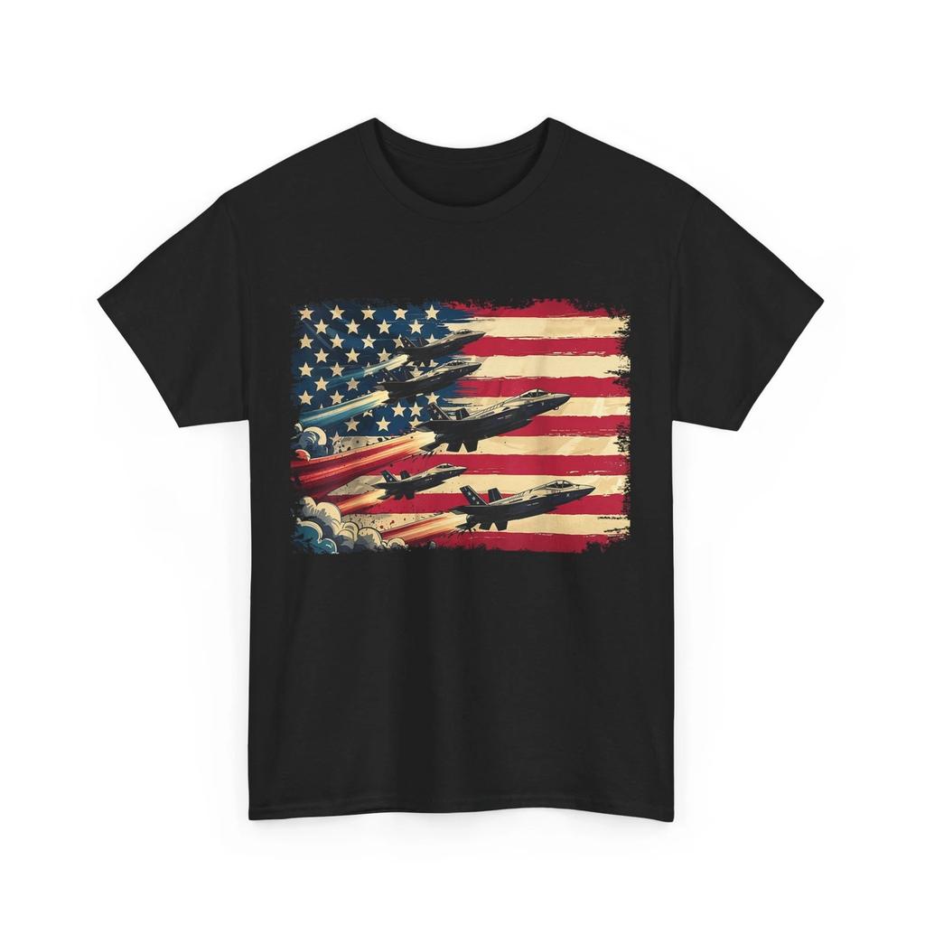 American Flag Fighter Jets 4th of July Patriotic Vintage T-Shirt