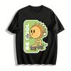 Cartoon Sun Skateboarding Print Casual T-shirt Unisex Loose Breathable Daily Wear Top Pure Cotton T-shirt