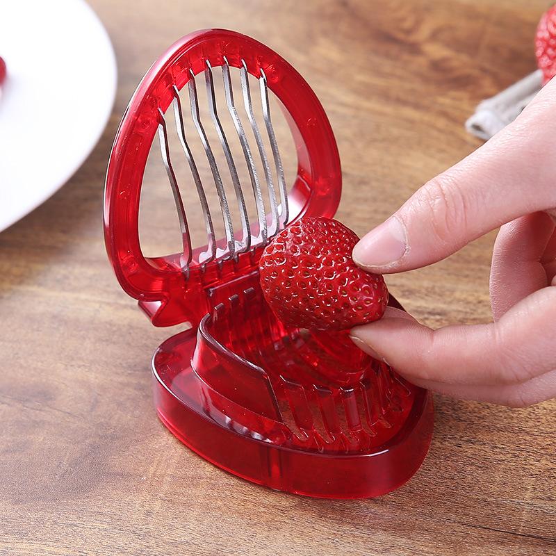 Strawberry-Shaped Plastic Slicer for Easy Fruit Preparation