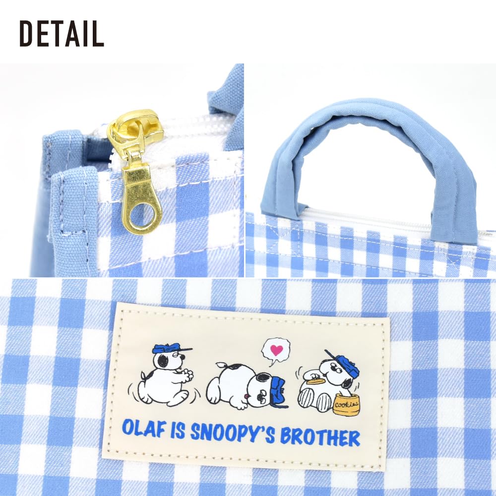 Insulated Lunch Tote Snoopy and Olaf Bag, Check, SPER-008