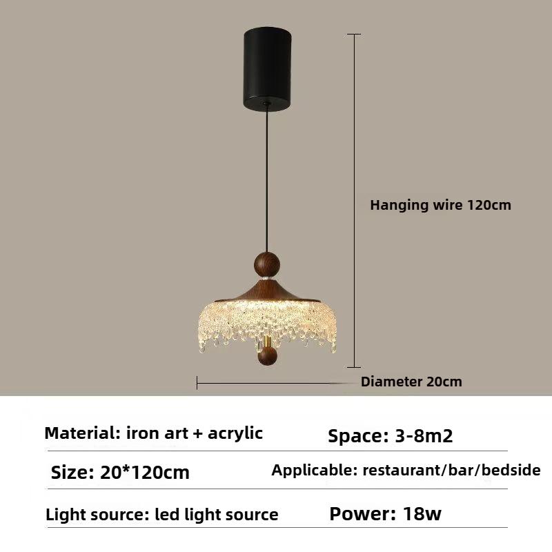 Elevating Touch Pendant Light, Restaurant Pendant Light, Iceberg Water Droplet Retro Walnut Color Aisle Light