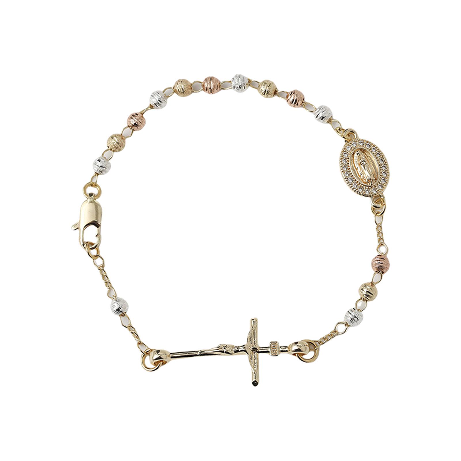

Позолоченный браслет-четки Святого Бенедикта Религиозное украшение Подарок Католический металлический браслет с распятием 2