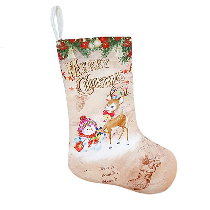 Christmas Stockings Pendant Cloth Ornaments Small Boots Pendant Christmas Pattern Print Party Home