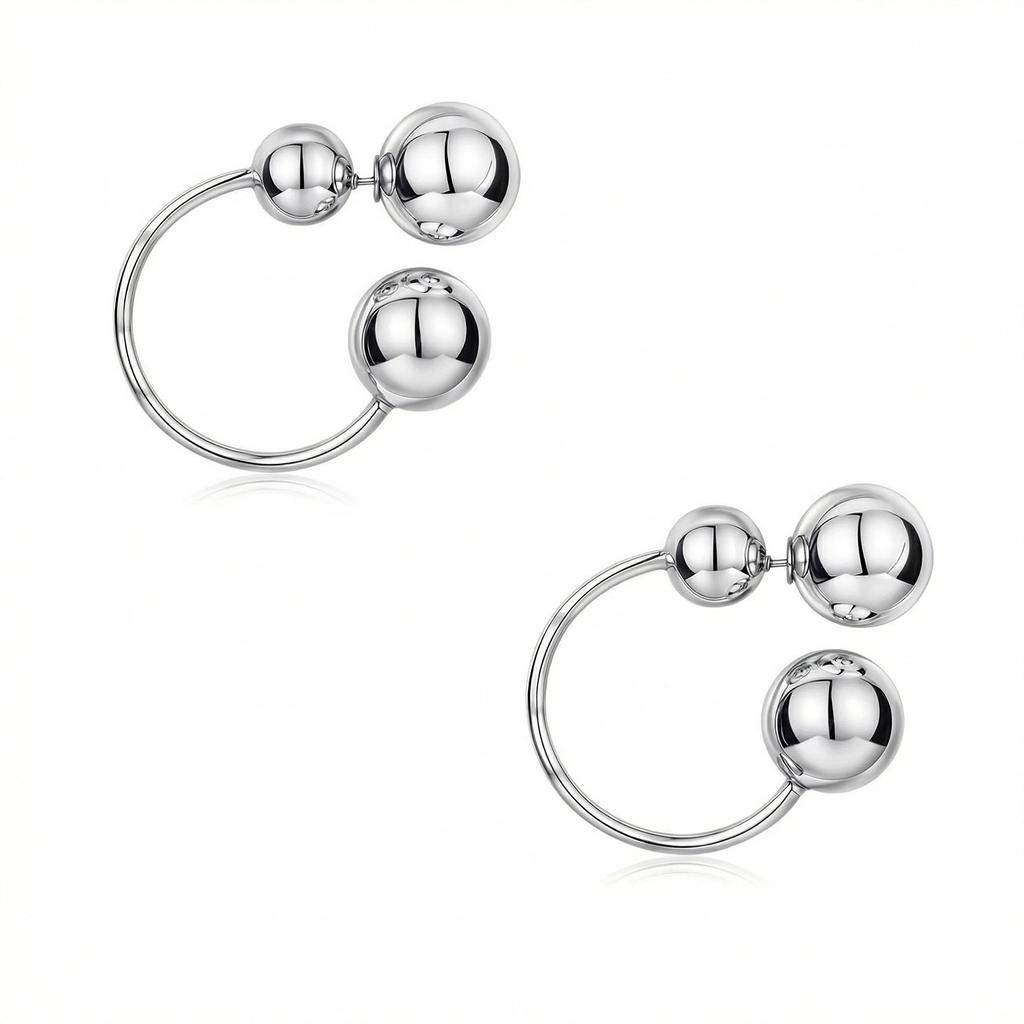 Modischer Temperament-Charme Metall-Creolen-Ohrring Persönlichkeit Runde Perlenkugel Hängende Ohrringe Für Damen Mädchen Schmuck Geschenk
