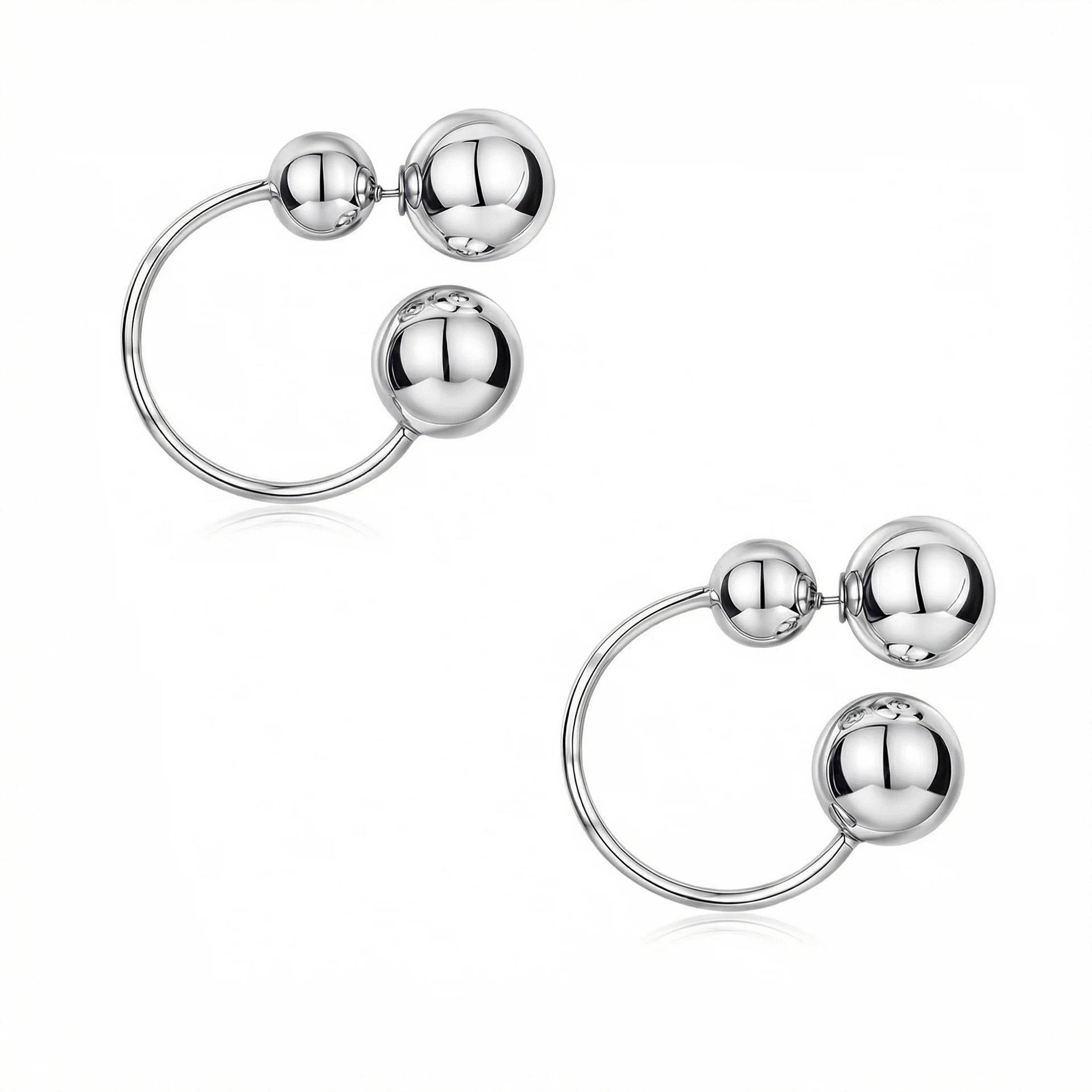 Модная Изящная Металлическая Серьга-Кольцо Личность Круглая Бусина Шарик Подвеска Серьга Для Женщин Девочек Украшение Подарок серебряный