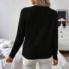 Women's Casual Fashion Long-Sleeved Solid Color Asymmetrical Button-Down Knit Sweater Top