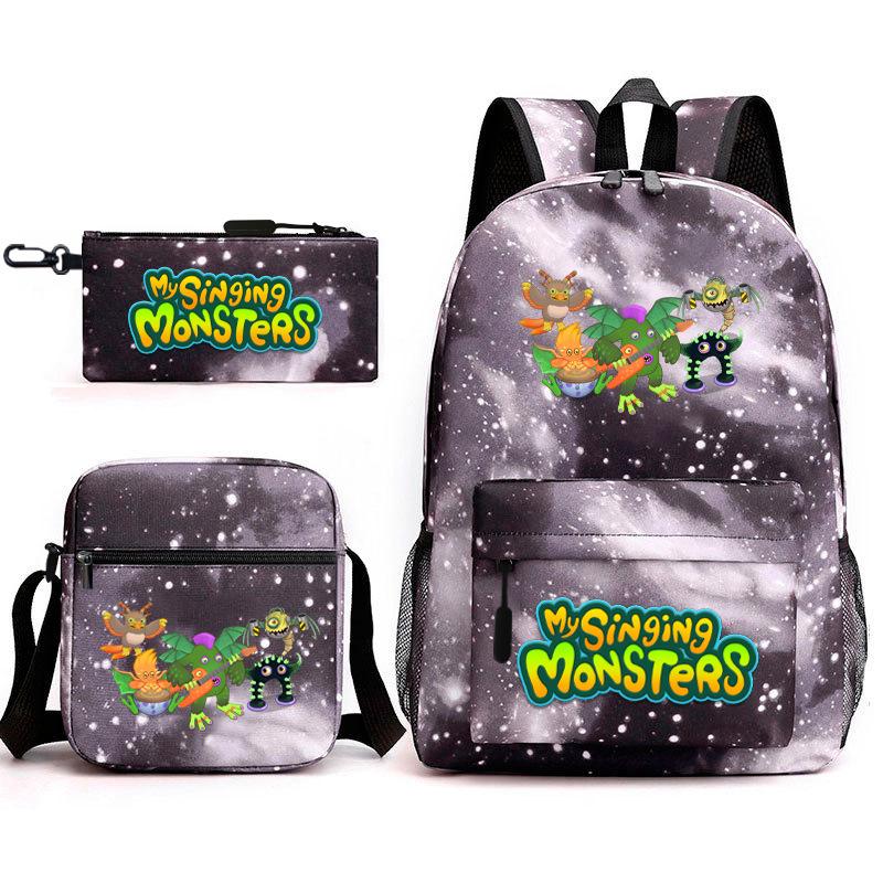 2024 New Monster Concert Starry Sky Backpack My Singing Monsters Elementary School Bag Three-piece Set