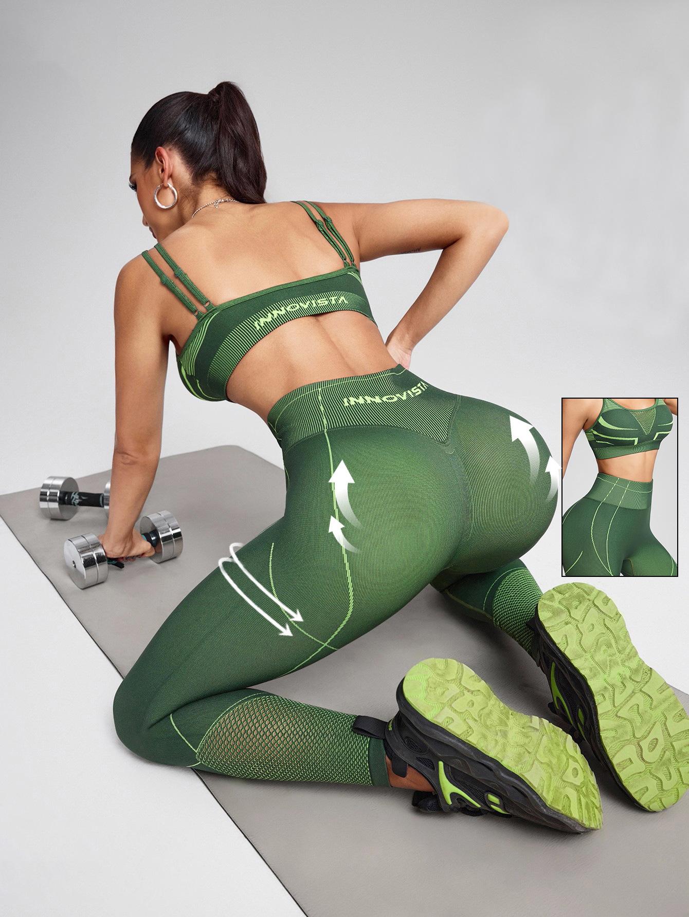 JYL Yoga Set Pants Hollow Back Solid Color Fitness Outfit S (suit) аэро