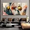 Vintage Gold Green Pink Flowers Posters Wall Art Canvas Painting Prints Pictures Living Room Interior Home Decoration