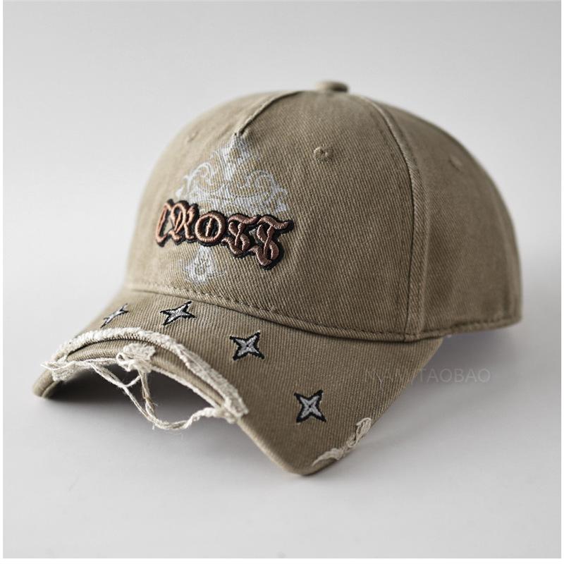 Fashion Hat Trendy New Broken Edge Soft Top Baseball Cap Men's and Women's Fashion Personality Versatile Niche Retro Cap