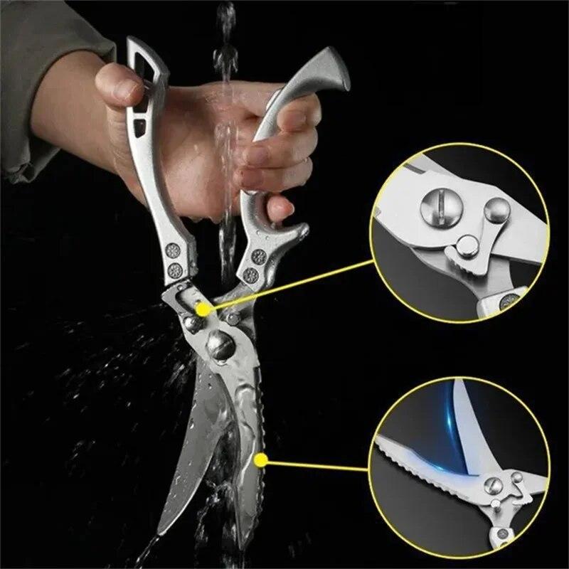 Upgrade Multi-purpose Kitchen Scissors Powerful Chicken Bone Scissors Large Household Food Scissors Stainless Kitchen Knife